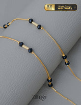 KT1011130 - Gold Plated Black beaded pair Anklet